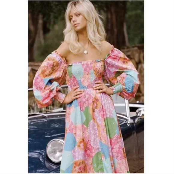 SPELL & THE GYPSY Freda Dress Lolly Colorful Floral Puff Sleeve Boho - Picture 3 of 15